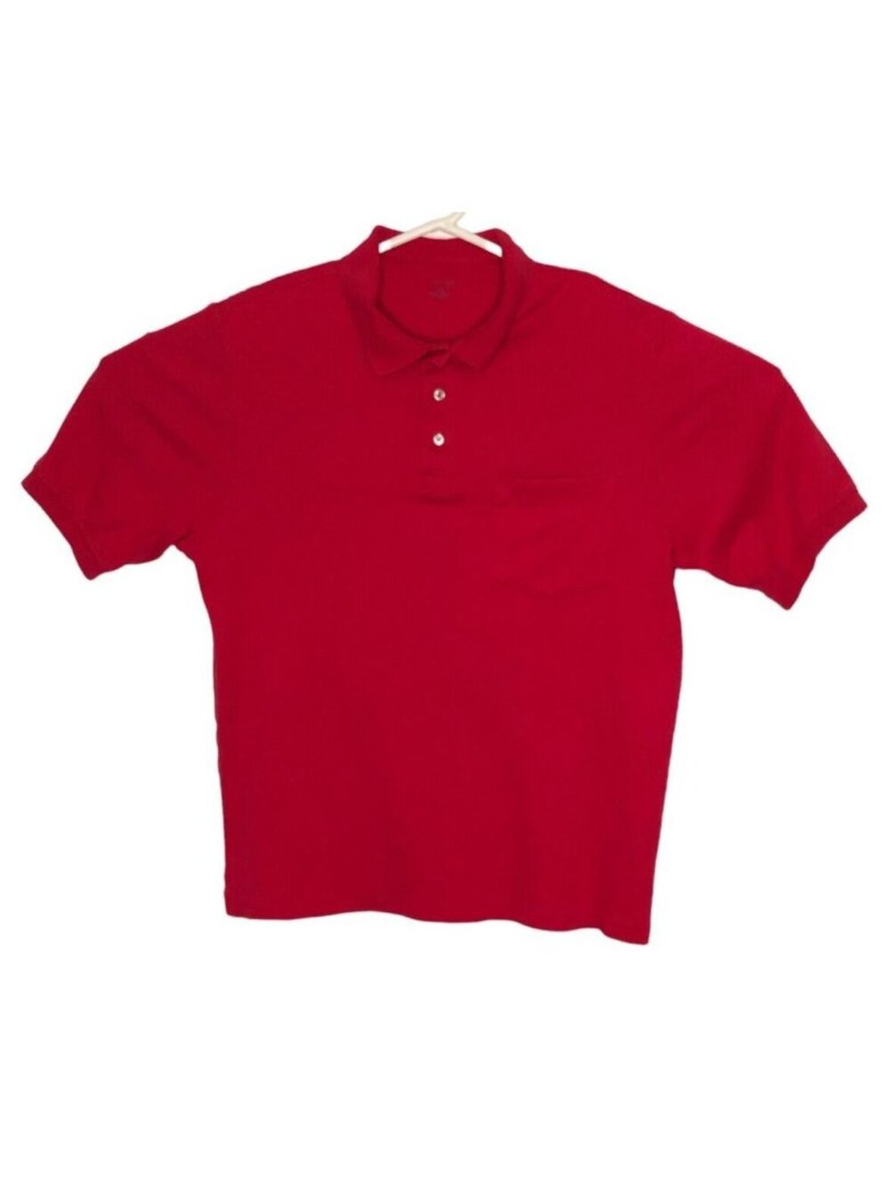 Lands End Pullover Polo Golf Shirt Mens M Short Sleeve Top Red Cotton Pullover